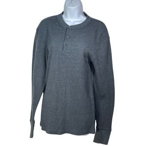 Joe Boxer Gray Waffle Knit Henley Long Sleeve Thermal Shirt M vtg kmart mall
